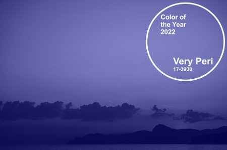17-3938 Very Peri the main color of year 2022. Landscape painted in modern trendy colorの写真素材