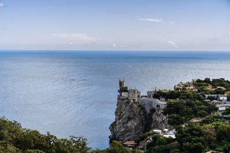 Swallows Nest Castle in Crimea on rock near Black Sea