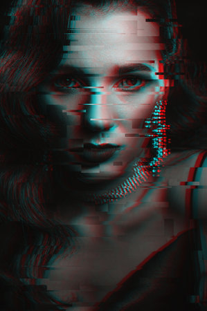 Portrait of a woman with makeup and hairstyle in classic vintage Hollywood style