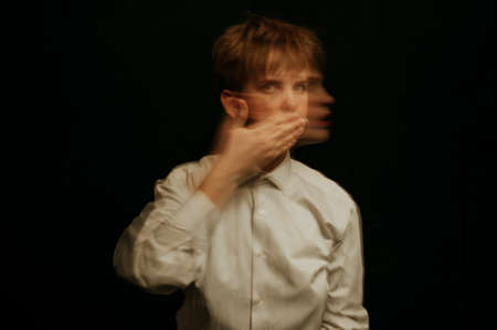 woman is a psychopath with schizophrenia and mental disordersの写真素材