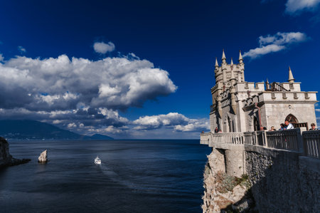 YALTA, RUSSIA - SEPTEMBER 2, 2021: Famous tourist landmark Swallows Nest Castle in Crimeaのeditorial素材
