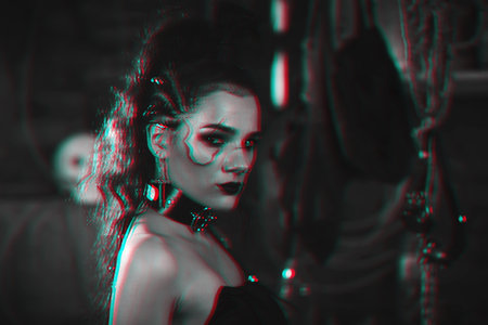 futuristic girl in the cyberpunk style of the future cosplays a character of an online computer game