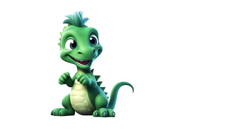 green dragon baby on white isolated background. Symbol of Chinese New Year 2024. Cartoon character. Generative AI illustrationの素材
