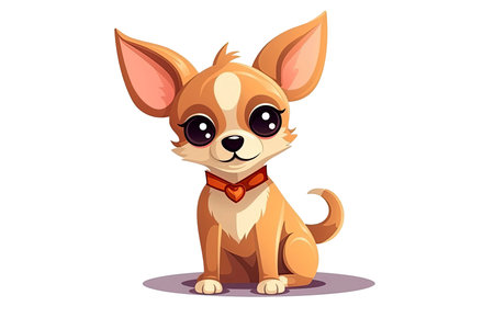 funny cartoon character cute dog puppy on white isolated background. Generative AI illustrationの素材