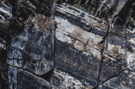 texture of a gray stone in rock mountain close-upの写真素材