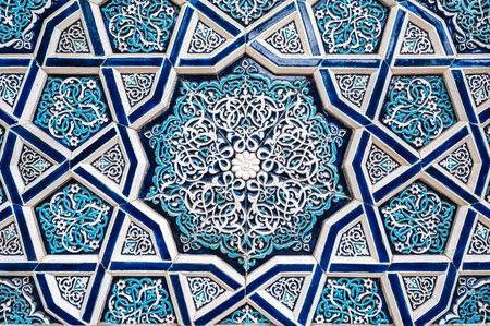ceramic tile Uzbek mosaic with oriental Arabic Islamic pattern decorated with ornament
