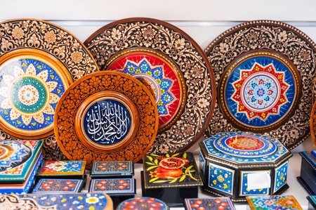 handmade Uzbek wooden gift plates and paintings with wood carvings hand-painted traditional patterns...