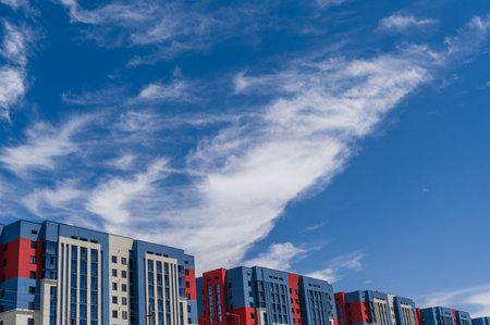 New residential buildings against skyの写真素材