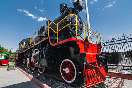 Diesel locomotive in the railway museum outdoors