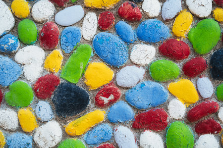 Multicolored stones. The wall is painted in different colors in texture style.の写真素材