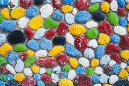 Multicolored stones. The wall is painted in different colors in texture style.の写真素材