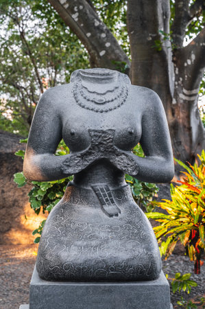 Buddhist statue of a female deity in park at pagoda at the Cham Towers in Nha Trang, Vietnamの写真素材