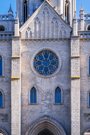 exterior of Cathedral of Sacred Heart of Jesus. Ancient Roman Catholic Church in Tashkent in Uzbekistanの写真素材
