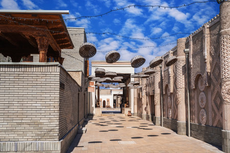 An old deserted street of an ancient city in Tashkentの写真素材
