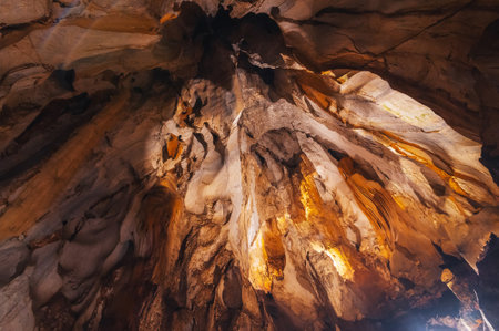 Beautiful limestone cave in Marble Mountains in Da Nang in Vietnam in Asia insideの写真素材