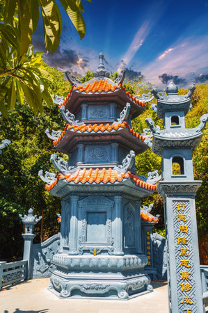 Pagoda at Marble mountains temple in Da Nang, Vietnam.の写真素材