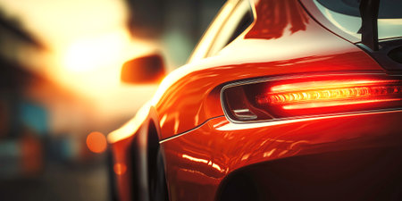 rear lights of a luxury sports car close-upの素材