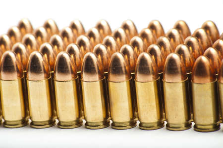 9mm bullets in a rowの写真素材