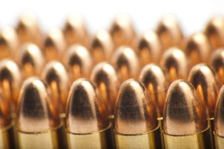 9mm bullets in a rowの写真素材