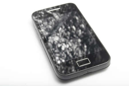 Touchscreen smartphone with abstract reflectionの写真素材