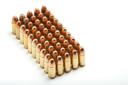 9mm bullets in a rowの写真素材