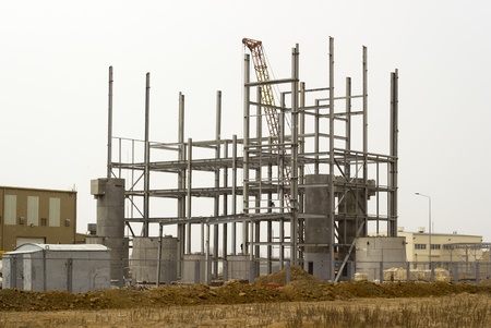 iron skeleton of the industrial building under construction