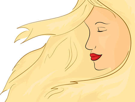 Beautiful woman with long golden hairのイラスト素材