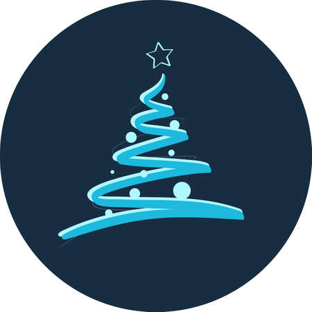 Christmas tree made of ribbons, shapes and a star on the dark backgroundのイラスト素材