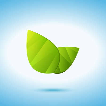 Green leaves on the blue background - colored iconのイラスト素材