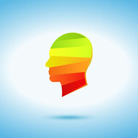 Hot head on the blue background - colored iconのイラスト素材