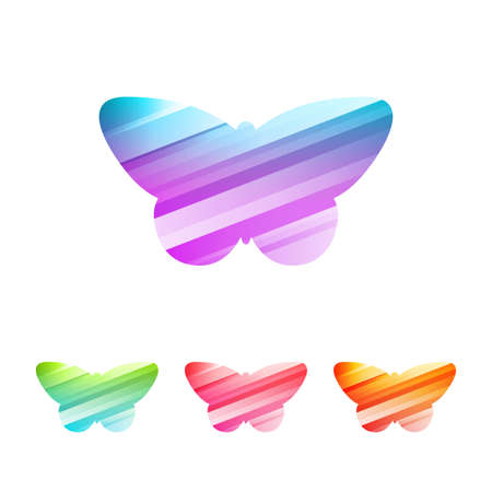 Colored butterflies on the white background - vector icon setのイラスト素材