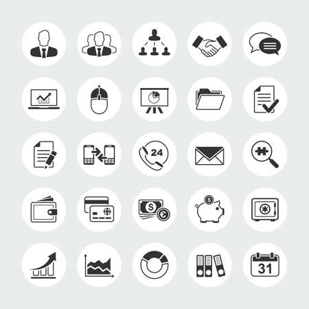 Business total vector icon set  office money finance career phone email computer contract etcのイラスト素材