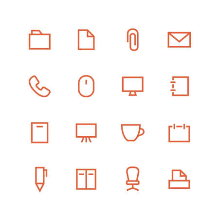 Office icon set - vector minimalist. Different symbols on the white background.のイラスト素材