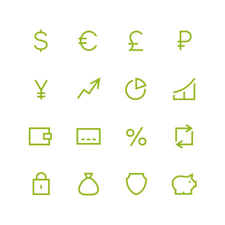 Money icon set - vector minimalist. Different symbols on the white background.のイラスト素材