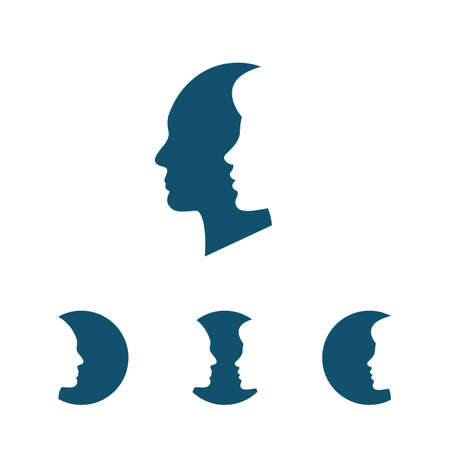 Man and woman silhouette on the white background - vector logoのイラスト素材