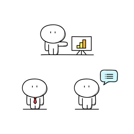Cute man at work with graph and tie - cartoon vector illustrationのイラスト素材