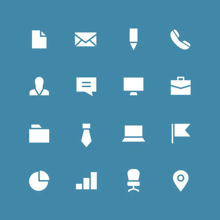 Invert business icon set. Different white symbols on the colored background.のイラスト素材