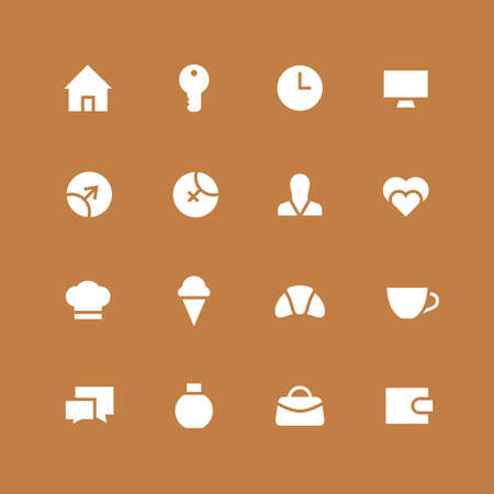 Invert home and family icon set. Different white symbols on the colored background.のイラスト素材