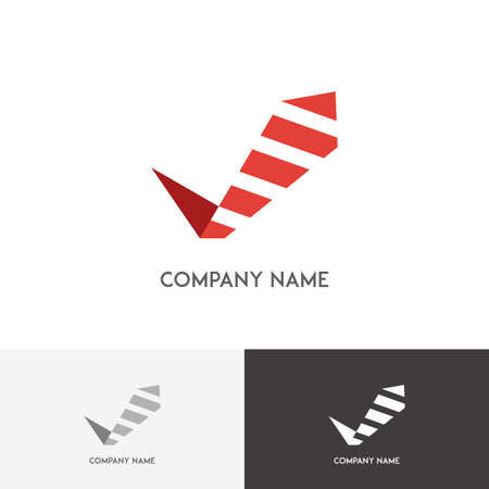 Business logo - tie with stripes and red check mark on the white backgroundのイラスト素材