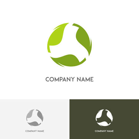Nature logo - fresh green leaves in circle on the white backgroundのイラスト素材