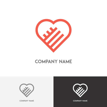 Love logo - two hands form a red heart on the white backgroundのイラスト素材