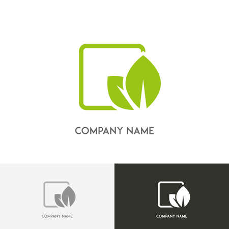 Nature logo - fresh green leaves in the cell on the white backgroundのイラスト素材