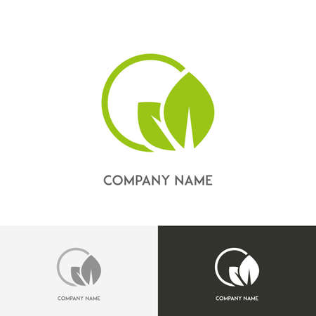 Nature logo - fresh green leaves in the round on the white backgroundのイラスト素材