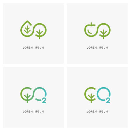 Infinity nature - green tree with leaf, apple and oxygen symbolのイラスト素材