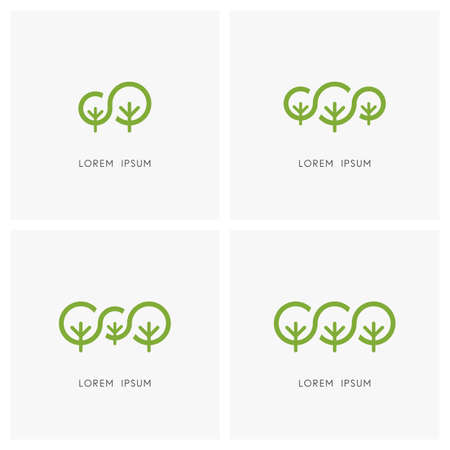 Green family - big tree and sapling symbolのイラスト素材