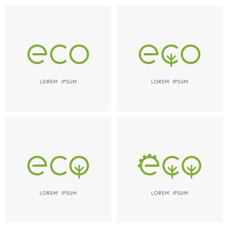Green eco - gear wheel and tree symbolのイラスト素材