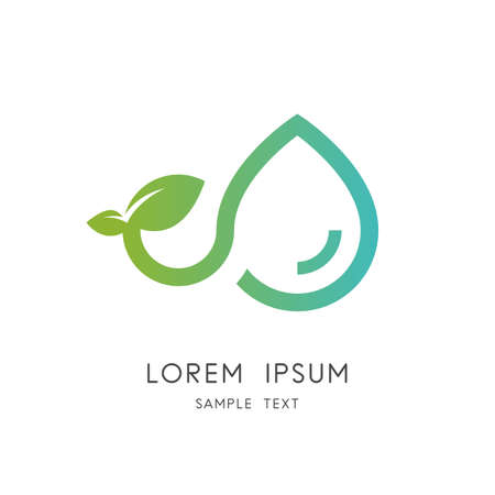 Sprout with leaves and drop of water isolated on whiteのイラスト素材
