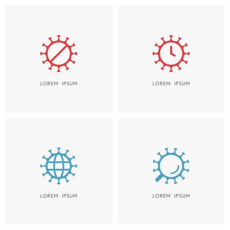 Covid-19 outline symbol setのイラスト素材