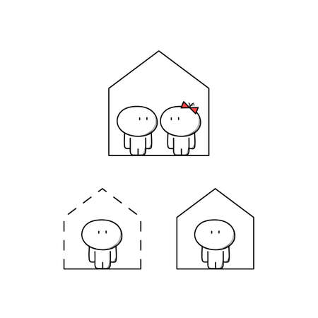 Cute man and woman at homeのイラスト素材