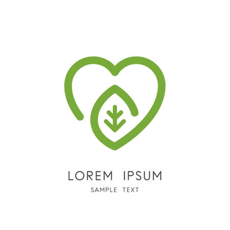 Nature love - heart and green leaf symbolのイラスト素材